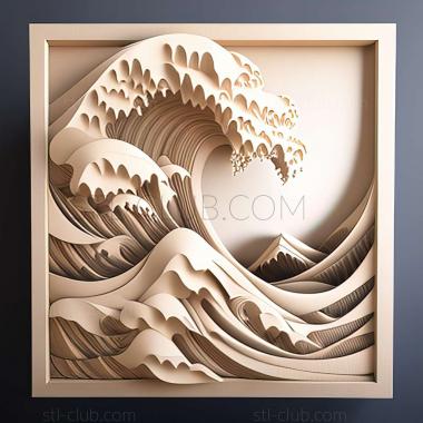 3D model great wave (STL)